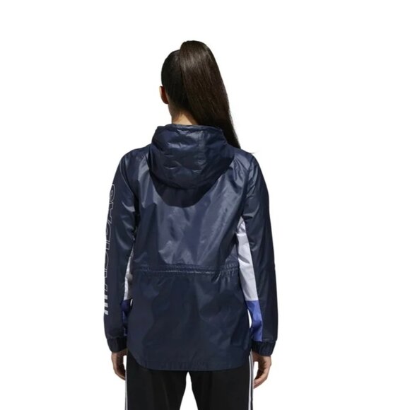 Adidas Outline Legend Ink Windbreaker Black Lightweight Hooded Jacket Size L - Picture 2 of 16